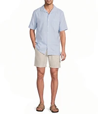 Caribbean Camp Texture Solid Short Sleeve Woven Shirt