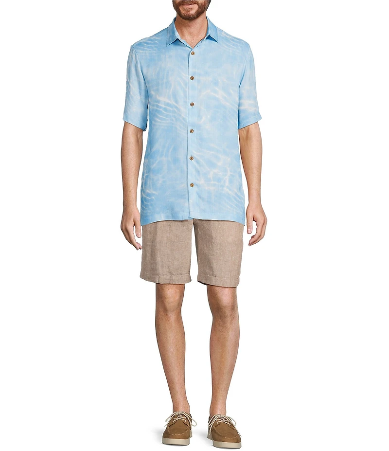 Caribbean Clear Water Print Short Sleeve Woven Shirt