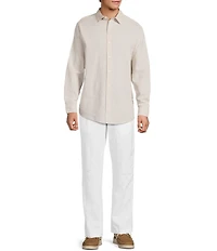 Caribbean Coastal Linen Flat Front Pants