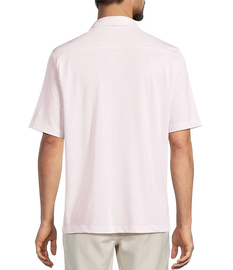 Caribbean Coatfront Hibiscus Print Short Sleeve Woven Shirt