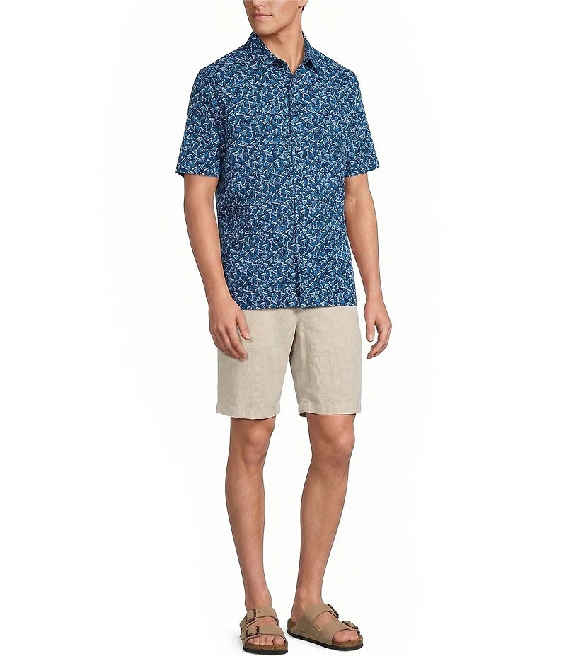 Caribbean Coatfront Mini Drinks Print Short Sleeve Woven Shirt
