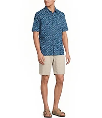 Caribbean Coatfront Mini Drinks Print Short Sleeve Woven Shirt