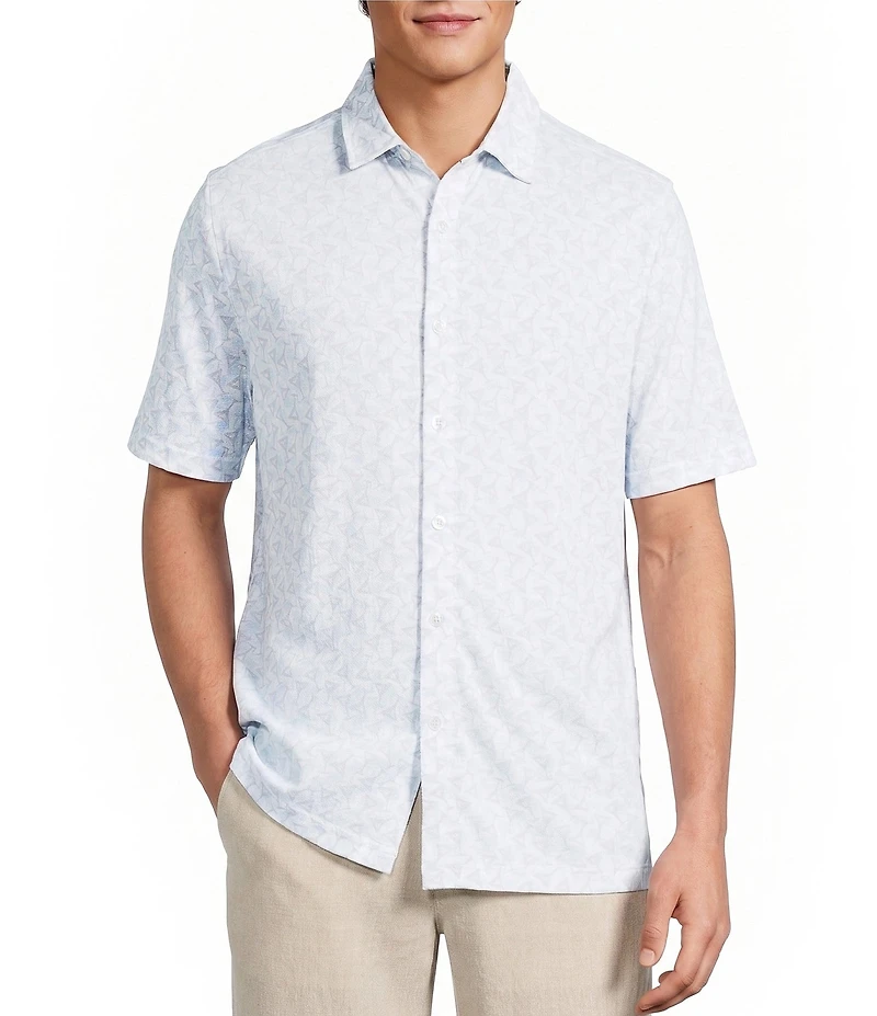 Caribbean Coatfront Mini Drinks Print Short Sleeve Woven Shirt
