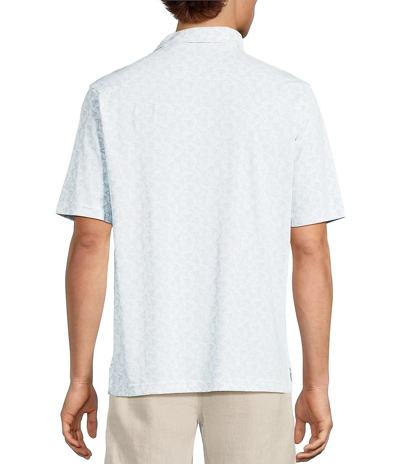 Caribbean Coatfront Mini Drinks Print Short Sleeve Woven Shirt