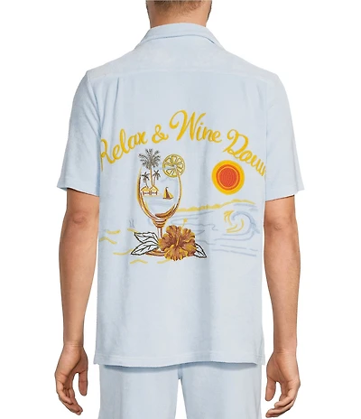 Caribbean Coordinating Terry Short Sleeve Woven Camp Shirt
