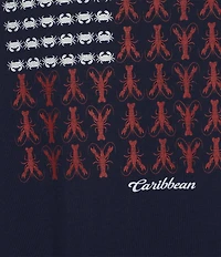 Caribbean Crustacean Americana Flag Graphic Short Sleeve T-Shirt