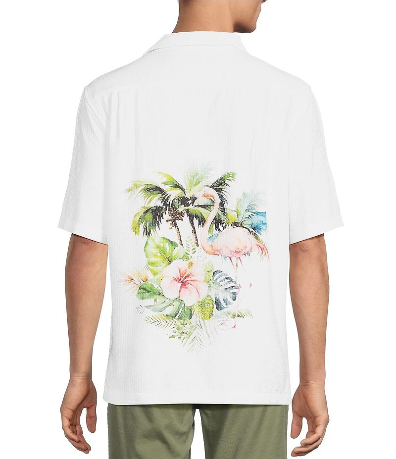 Caribbean Dobby Print Short Sleeve Woven Camp Shirt