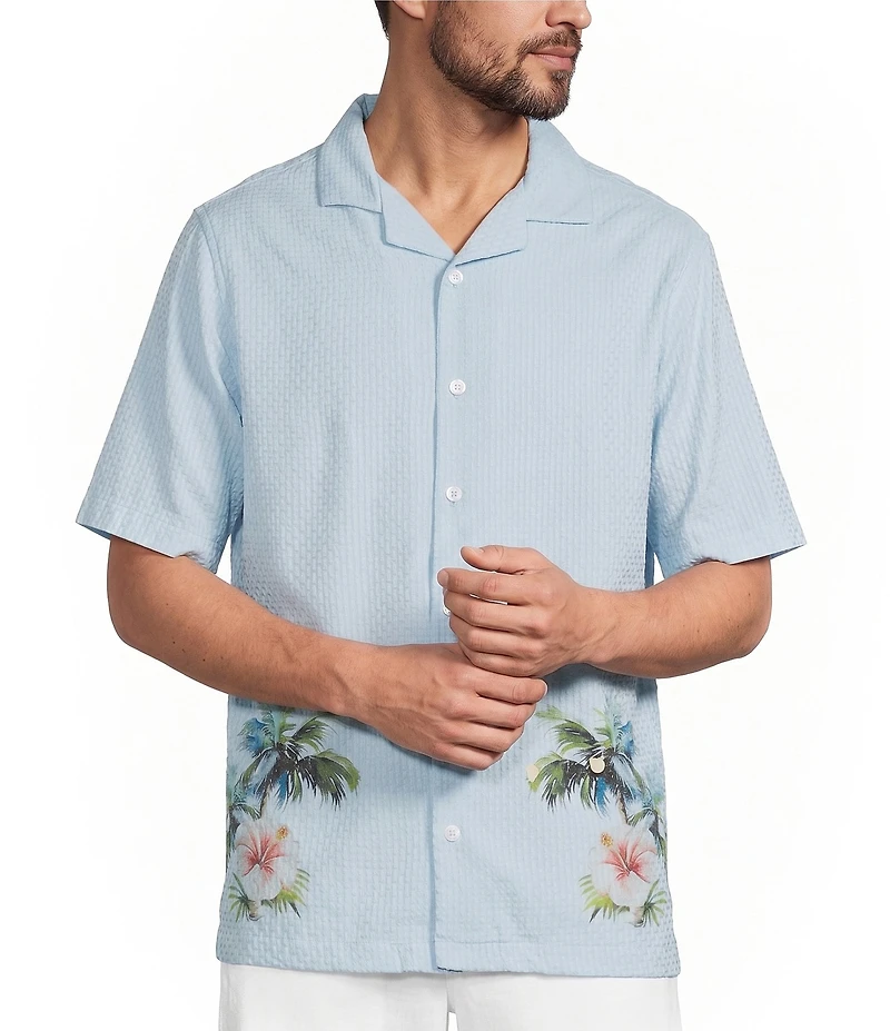 Caribbean Dobby Print Short Sleeve Woven Camp Shirt