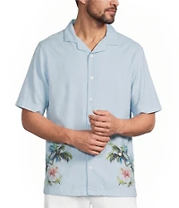 Caribbean Dobby Print Short Sleeve Woven Camp Shirt