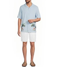 Caribbean Dobby Print Short Sleeve Woven Camp Shirt