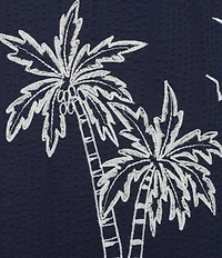 Caribbean Embroidered Seersucker Short Sleeve Woven Camp Shirt