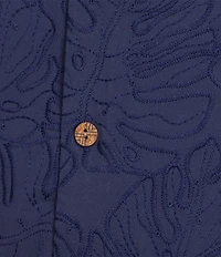 Caribbean Eyelet Embroidery Short Sleeve Woven Camp Shirt