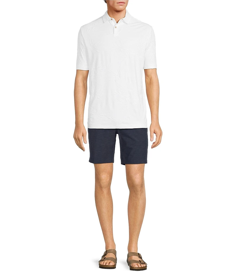 Caribbean Eyelet Embroidery Short Sleeve Woven Camp Shirt