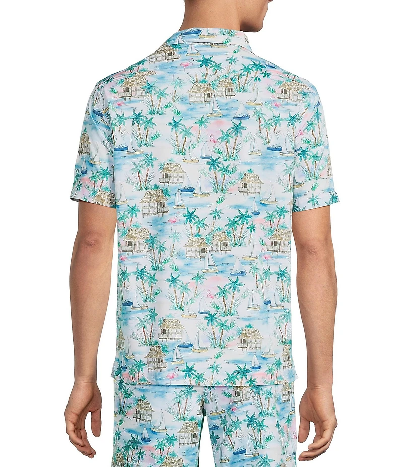 Caribbean Flamingo Beach Cabana Woven Top