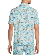 Caribbean Flamingo Beach Cabana Woven Top