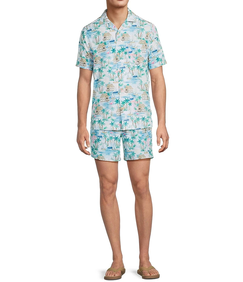 Caribbean Flamingo Beach Cabana Woven Top