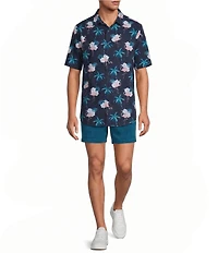 Caribbean Flamingo Print Short Sleeve Woven Shirt