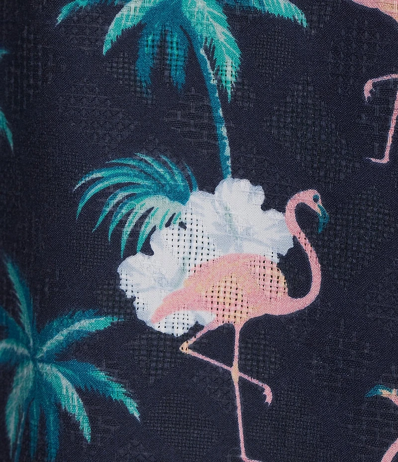 Caribbean Flamingo Print Short Sleeve Woven Shirt