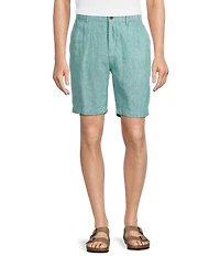 Caribbean Flat Front Linen 9#double; Inseam Shorts