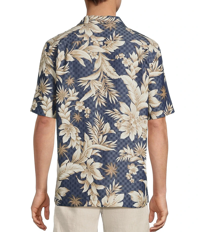 Caribbean Floral Print Short Sleeve Woven Camp Shirt
