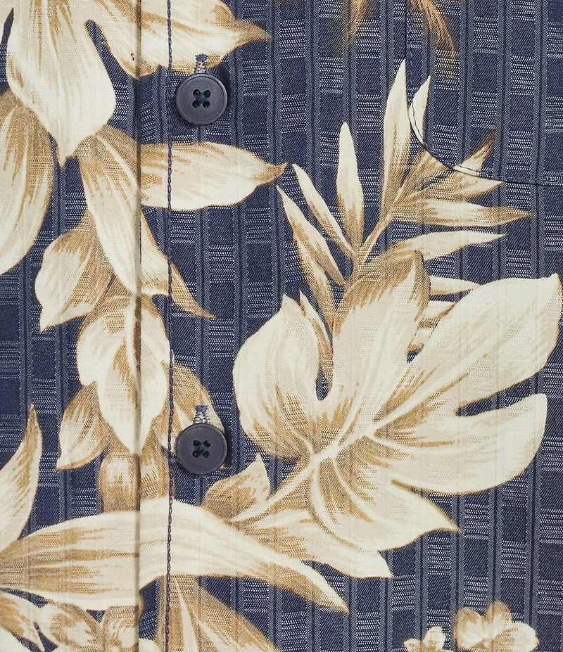 Caribbean Floral Print Short Sleeve Woven Camp Shirt