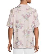 Caribbean Floral Print Short Sleeve Woven Camp Shirt