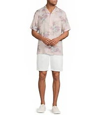 Caribbean Floral Print Short Sleeve Woven Camp Shirt
