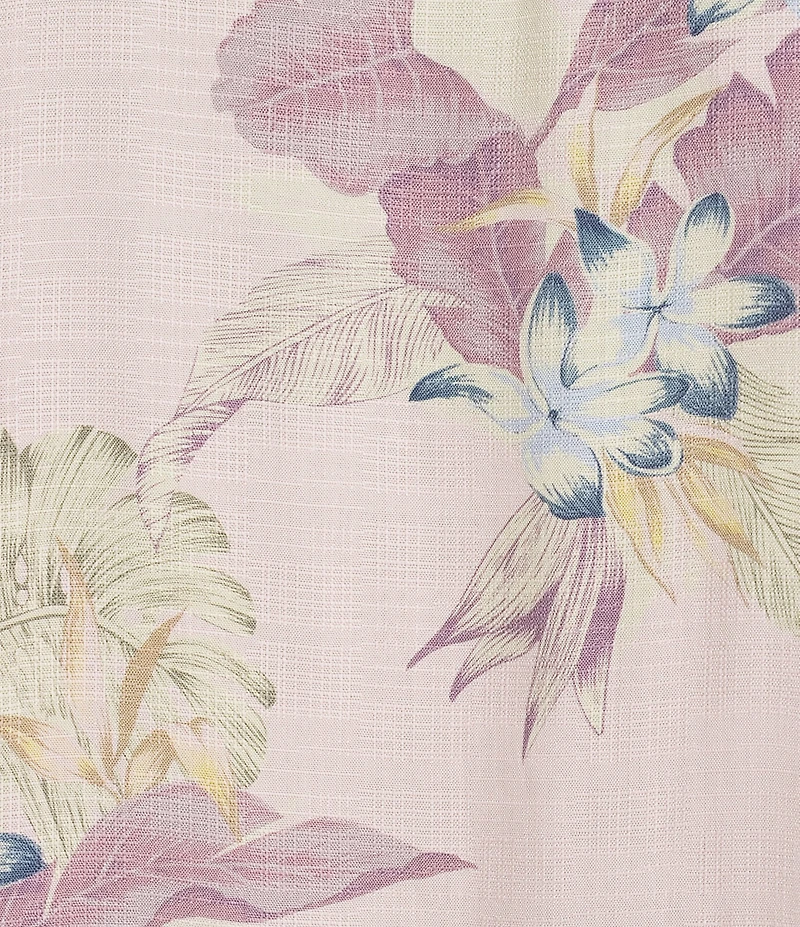 Caribbean Floral Print Short Sleeve Woven Camp Shirt