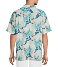 Caribbean Floral Print Short Sleeve Woven Shirt