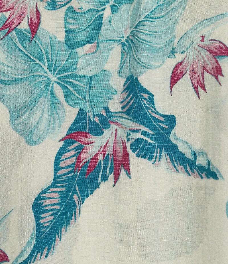 Caribbean Floral Print Short Sleeve Woven Shirt