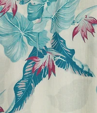 Caribbean Floral Print Short Sleeve Woven Shirt