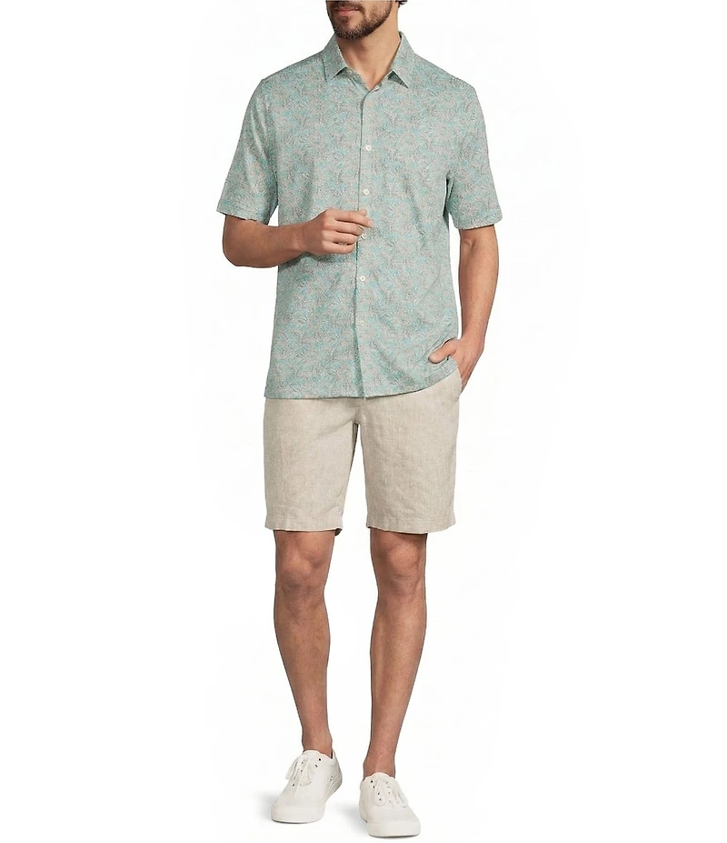 Caribbean Floral Print Short Sleeve Woven Shirt