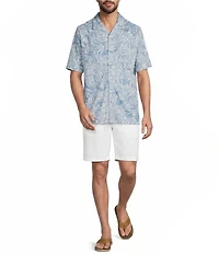 Caribbean Floral Short Sleeve Woven Camp Shirt