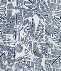 Caribbean Geo Leaf Print Short Sleeve Woven Camp Shirt