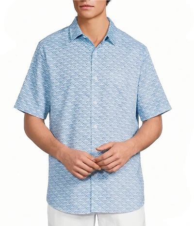 Caribbean Geo Print Short Sleeve Woven Shirt