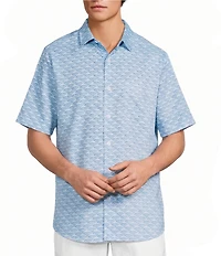 Caribbean Geo Print Short Sleeve Woven Shirt