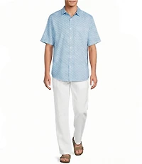 Caribbean Geo Print Short Sleeve Woven Shirt
