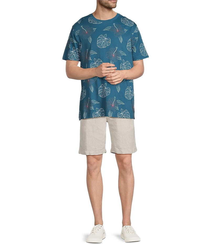 Caribbean Hibiscus Print Short Sleeve T-Shirt