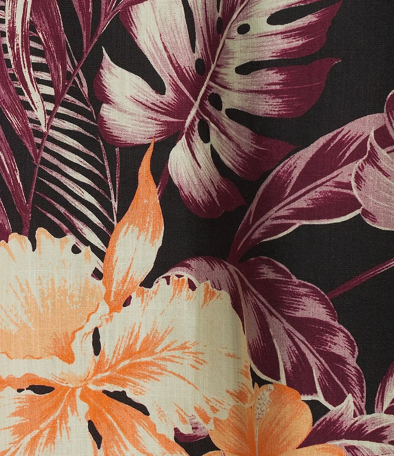 Caribbean Hibiscus Print Short Sleeve Woven Shirt