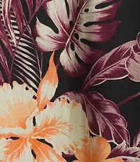 Caribbean Hibiscus Print Short Sleeve Woven Shirt