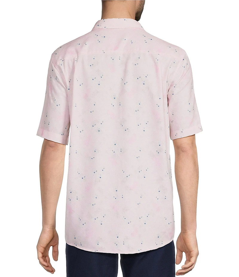 Caribbean Hibiscus Print Short Sleeve Woven Shirt