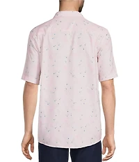 Caribbean Hibiscus Print Short Sleeve Woven Shirt