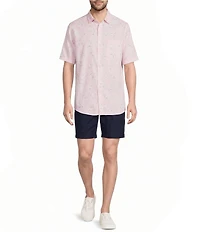 Caribbean Hibiscus Print Short Sleeve Woven Shirt
