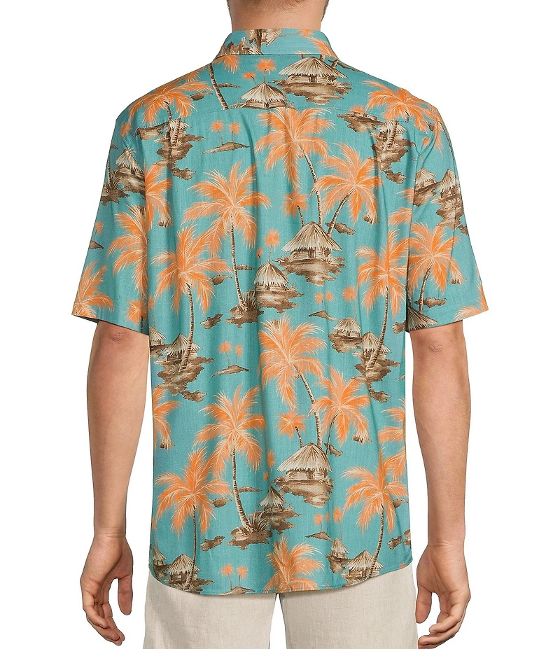 Caribbean Hut Print Short Sleeve Woven Shirt