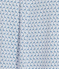 Caribbean Isle Breeze Performance Stretch Mini Flamingo Print Short Sleeve Woven Shirt