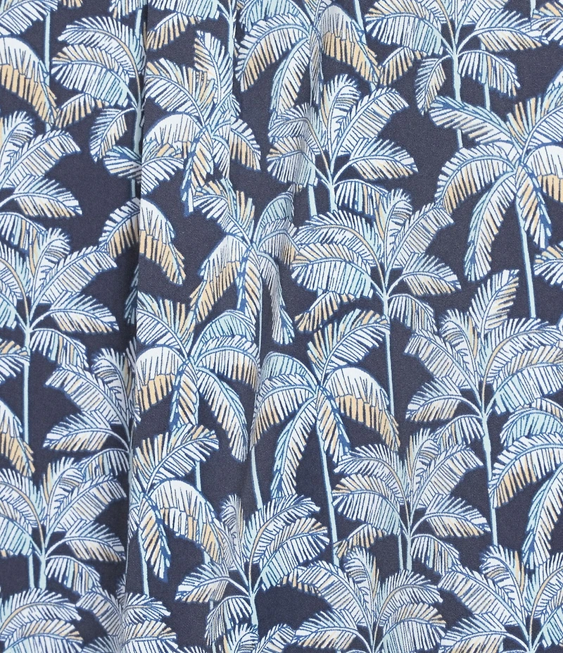 Caribbean Isle Breeze Performance Stretch Palm Print Short Sleeve Woven Shirt
