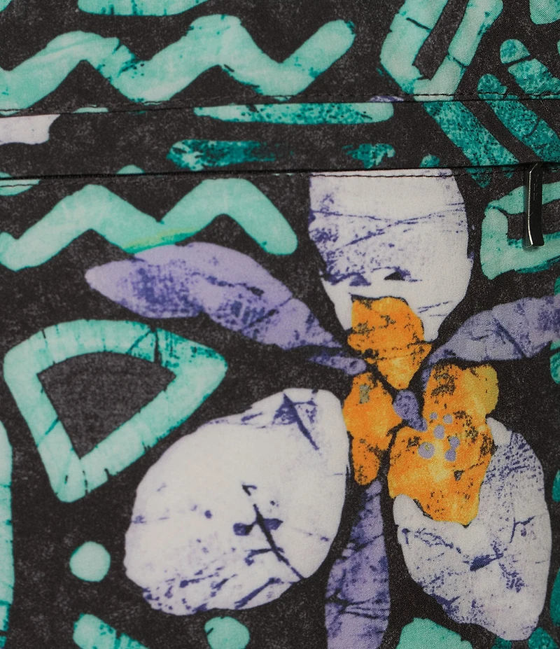 Caribbean Large Batik Floral 6#double; Swim Trunks