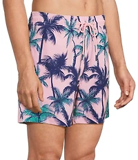 Caribbean Large Palm 6#double; Swim Trunks