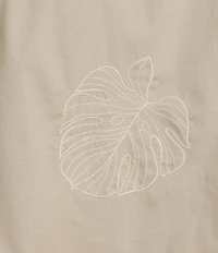 Caribbean Leaf Embroidery Short Sleeve Woven Camp Shirt