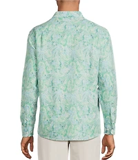 Caribbean Leaf Print Long Sleeve Woven Shirt